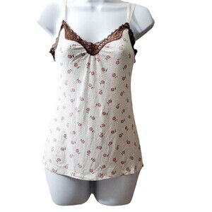 Vintage Express Womens Y2k 2000s Floral Lace Spaghetti Strap Camisole
